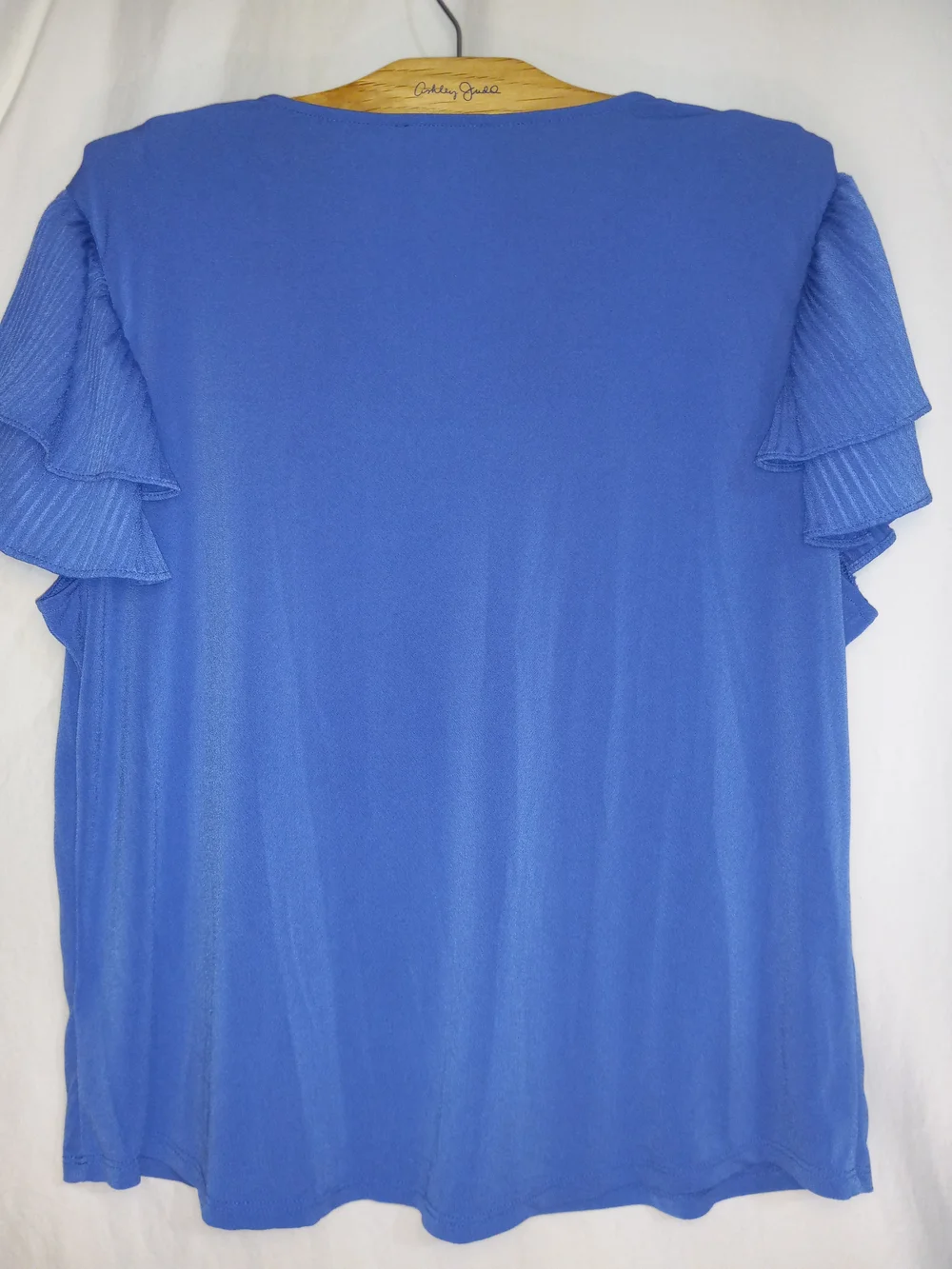 Adrianna Papell Cobalt Blue V-Neck Button Front Top with Flutter Sleeves